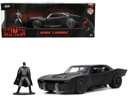 Batmobile Matt Black with Batman Diecast Figurine "The Batman" (2022) Movie "DC Comics" 1/32 Diecast Model Car by Jada  free shipping USA