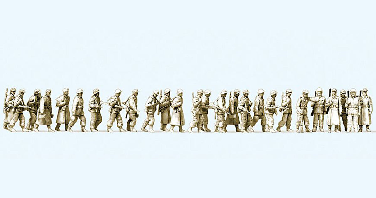 Preiser 16609 HO WWII German Walking Winter Infantry Figure Kit