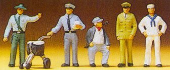 Preiser 10014 HO Scale Working People Different Professions pkg(5)