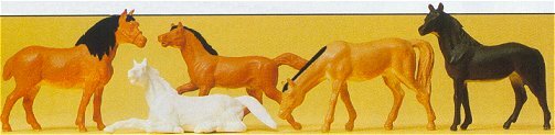 Preiser 14150 HO Scale Animals Horses pkg(5)