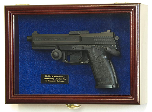 Flag Connections Single Pistol Display Case Wall Mount Solid Hardwood Cabinet Gun Holder