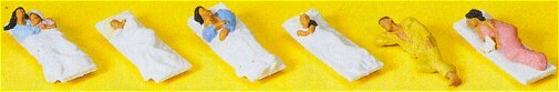 Preiser 10300 HO Scale Passengers Sleeping pkg(6)