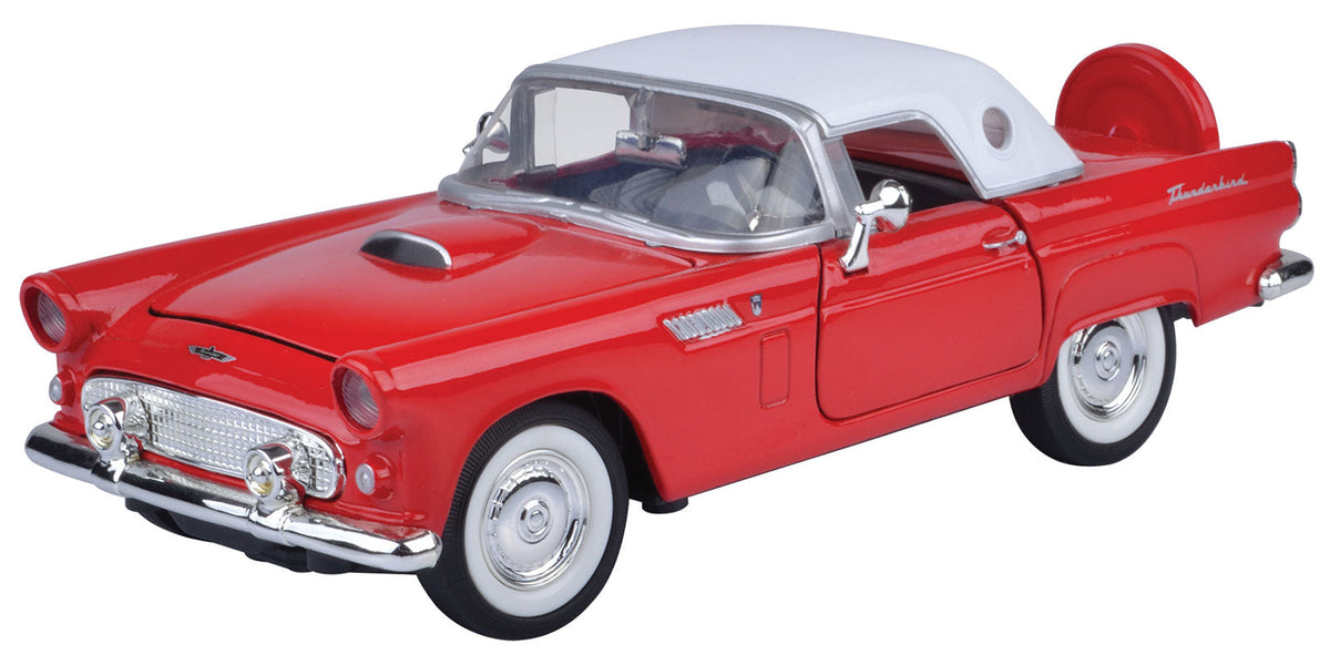 Motormax 73312AC-WTR 1/24 1956 Ford Thunderbird, Red and White