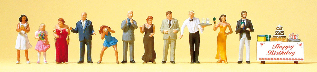 Preiser 10554 HO Scale Birthday Party Goers Figure Set