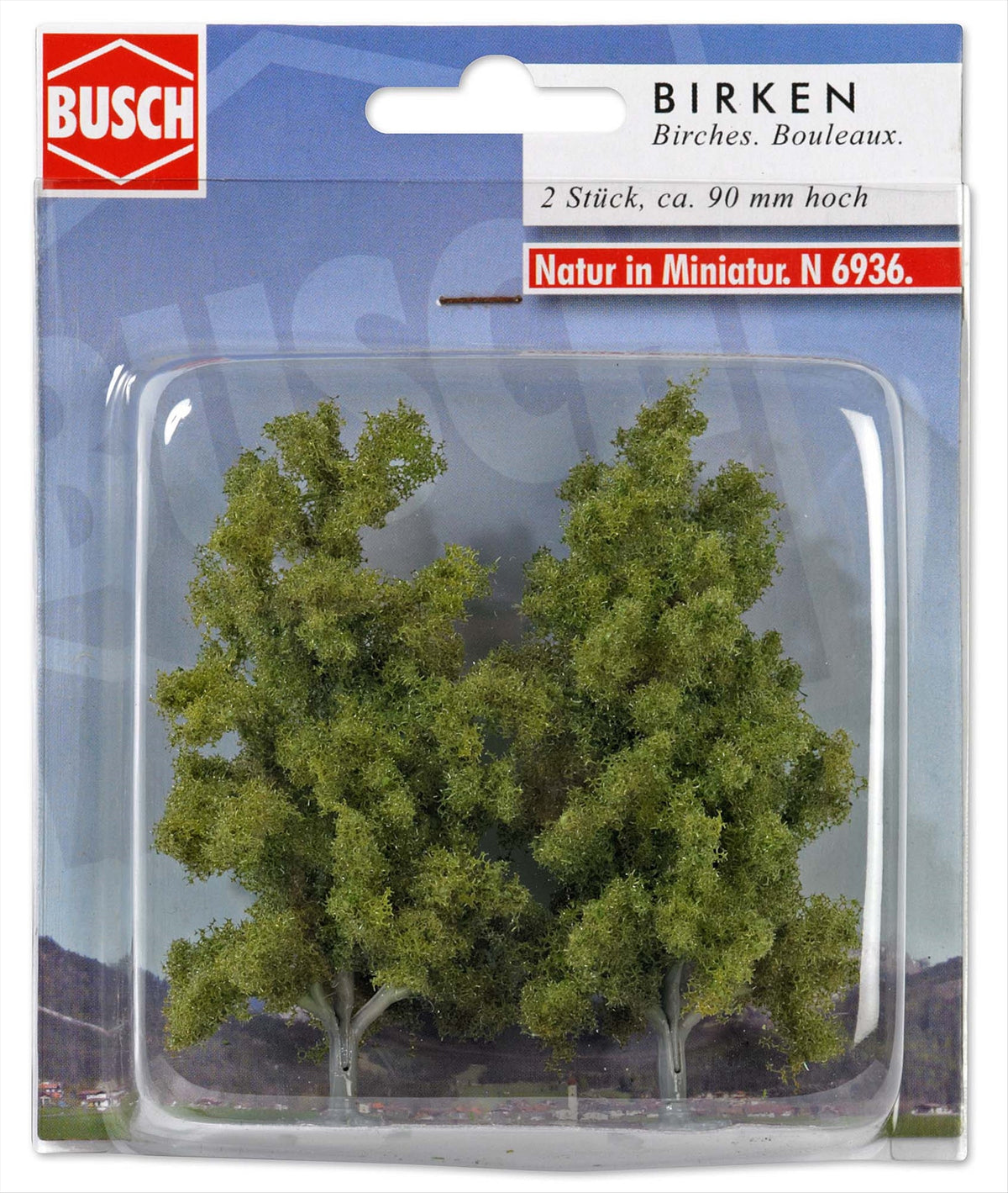 Busch 6936 HO/N/TT Scale Birch Trees, 90mm, pkg(2)