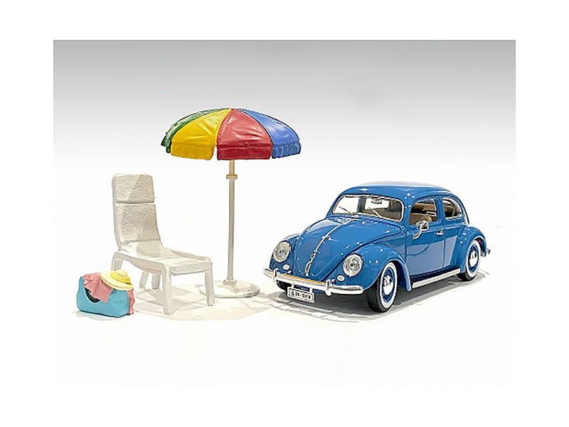 "Beach Girls" Accessories (Beach Chair and Beach Umbrella and Duffle Bag) for 1/18 Scale Models by American Diorama  free shipping USA