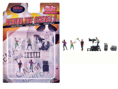 "Behind The Scenes #2" 7 piece (4 People 3 Accessories) Diecast Figures Set 1/64 Scale Models by American Diorama  free shipping USA