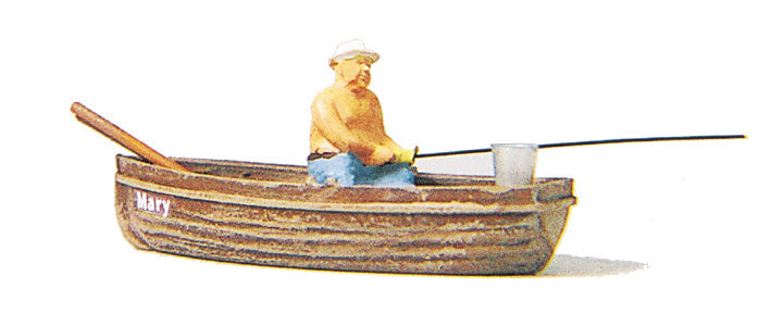 Preiser 28052 HO Scale Angler in a Boat Figure