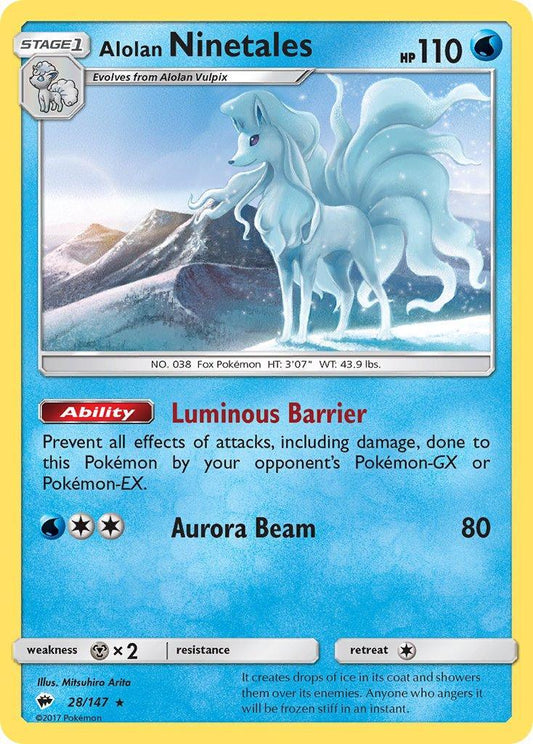 Alolan Ninetales (28/147) (Cracked Ice Holo) (Theme Deck Exclusive) [Sun & Moon: Burning Shadows]