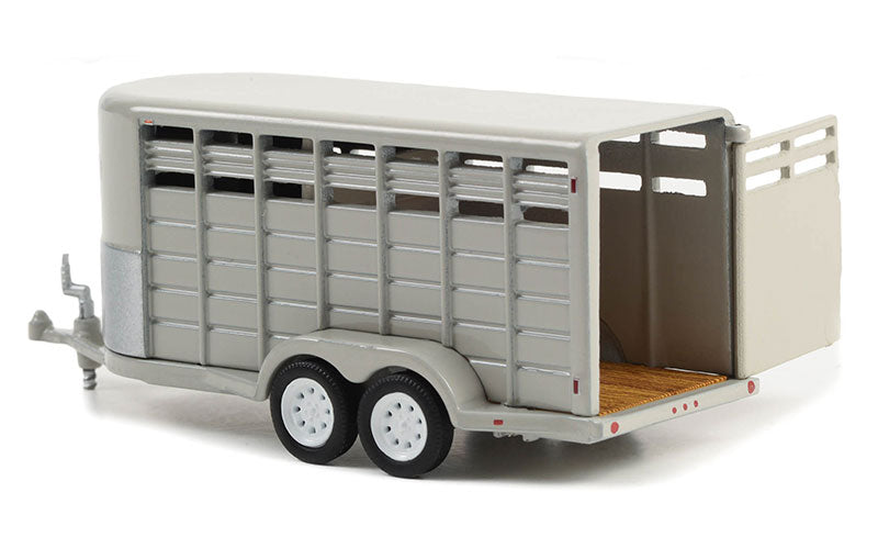 Greenlight 30424 1/64 14' Livestock Trailer, Gray, Hitch & Tow