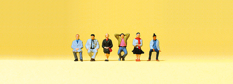 Preiser 79213 N Scale Seated Passengers Figure Set