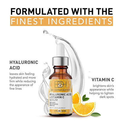 BH DERMCENTER Hyaluronic Acid & Vitamin C Anti Aging Serum - Moisturizes and Brightens Skin  2 oz by  Los Angeles Brands