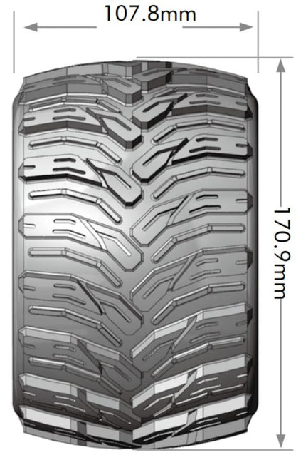 Louise RC MT-Cyclone Sport Compound 1/8 3.8 Monster Truck MFT Belted Tires, 0" & 1/2" Offset, LT3220X