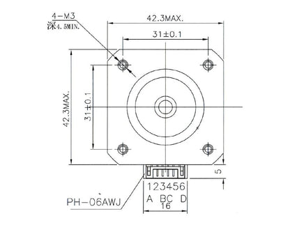 BIQU 42HDB4036Z-24B 1A Nema 17 Motor 1.8 degree Class F High Temp Motor