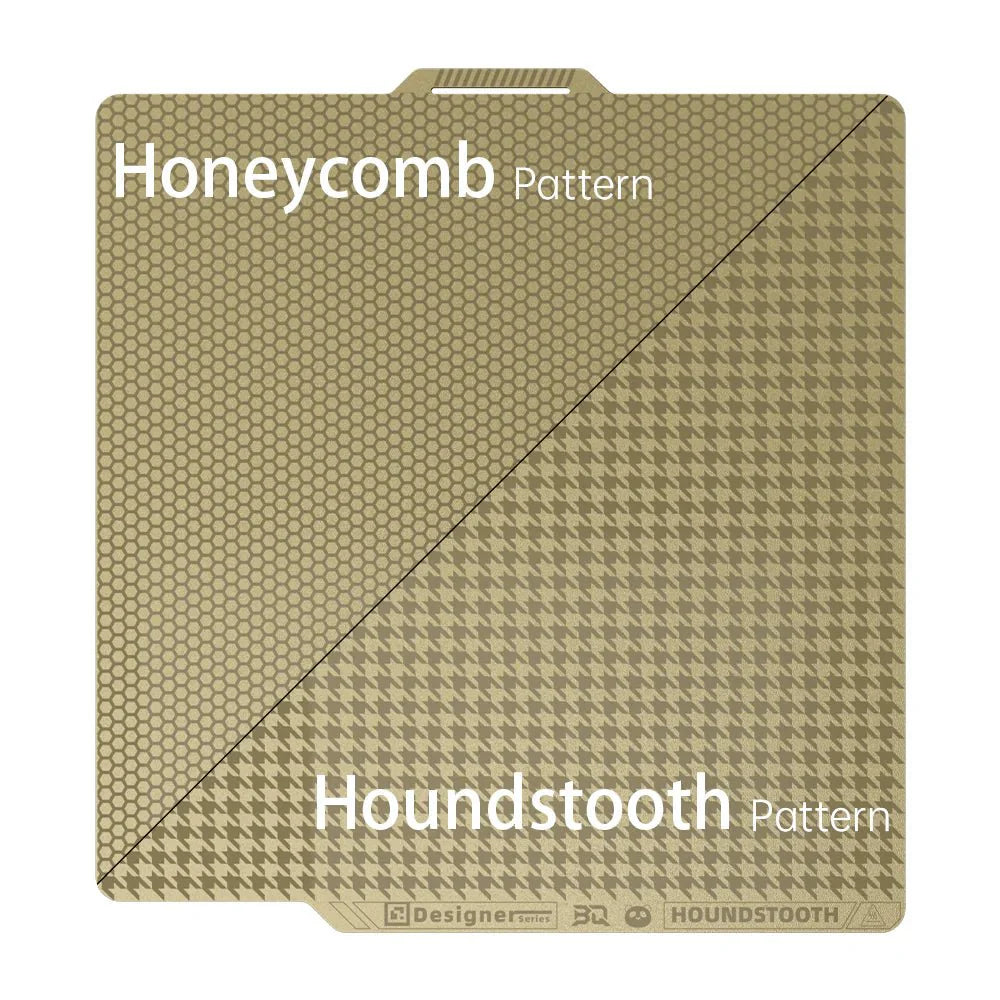 Biqu Panda Designer Series Build Plate for Bambu Labs P1, P2, A1 and X1 - Double Sided Honeycomb and Houdstooth