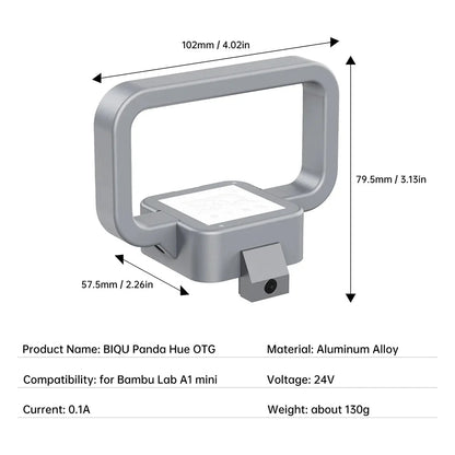 BIQU Panda Hue OTG - CNC Machined DIY Translucent Handle with LED for lifting and hiding wires on A1 Mini
