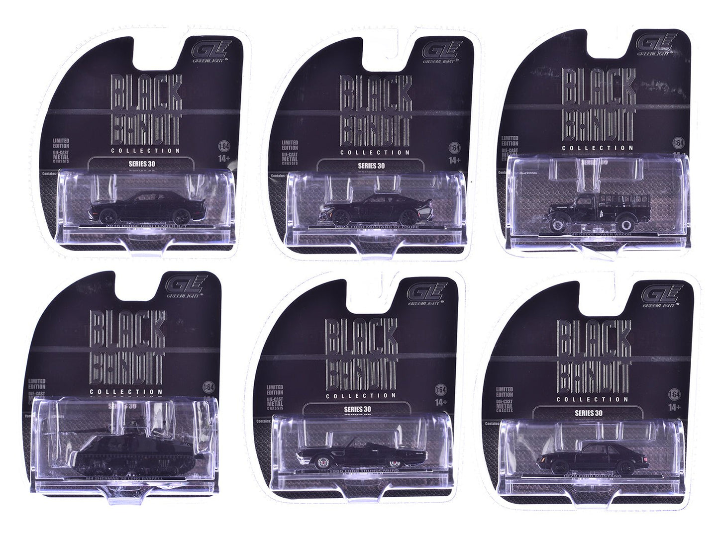 "Black Bandit" 6 piece Set Series 30 1/64 Diecast Model Cars by Greenlight  free shipping USA