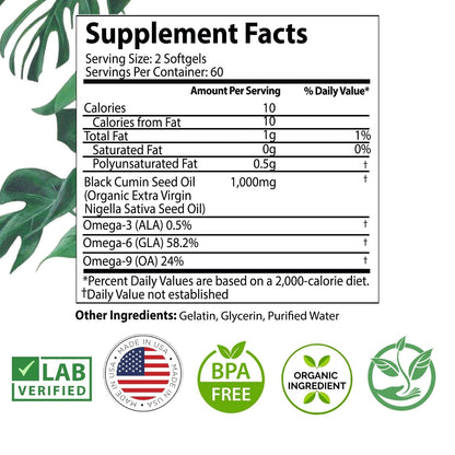 Black Seed Oil Capsules 1,000mg (Softgel) by Mother Nature Organics