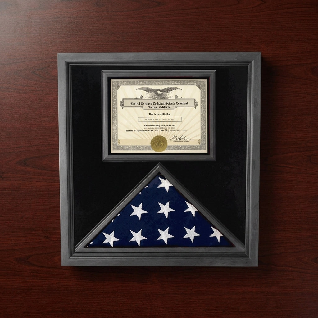 Flag and Certificate Case Black Frame, flag certificate holder