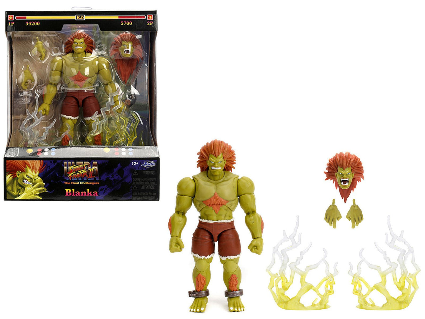Blanka 7.5" Moveable Figure with Accessories and Alternate Head and Hands "Ultra Street Fighter II: The Final Challengers" (2017) Video Game Model by Jada  free shipping USA