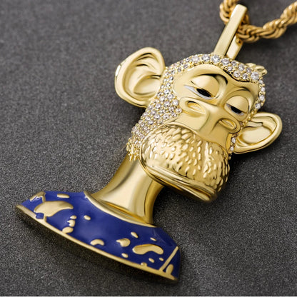 Bling Proud X Bored Ape NFT Pendant with Iced Hair by Bling Proud | Urban Jewelry Online Store