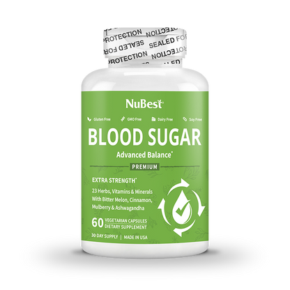Blood Sugar Supplement, Advanced Formula For Energy Balance, Immunity & Overall Health, 60 Vegan Capsules by NuBest Nutrition®
