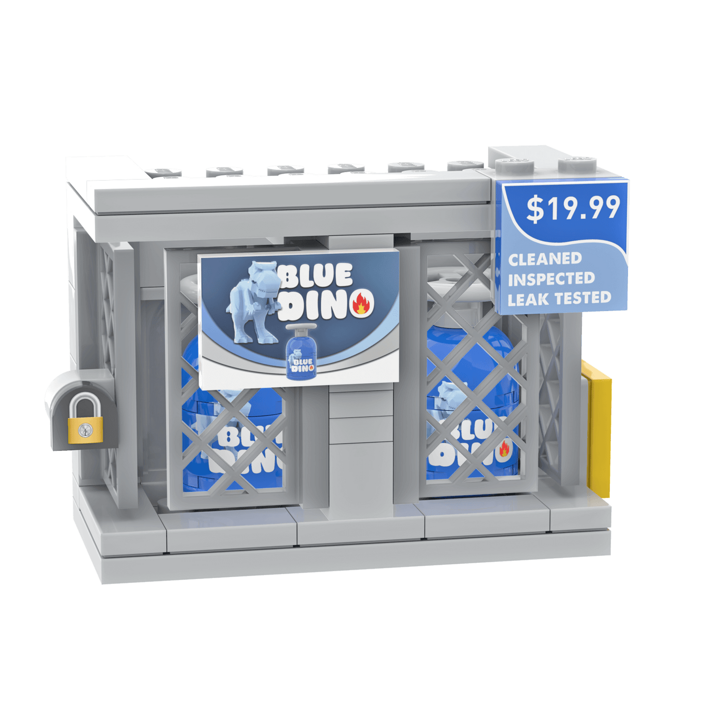 “Blue Dino” Propane Exchange - Gas Station - Minifig Scale Custom Set - Made Using LEGO® Parts