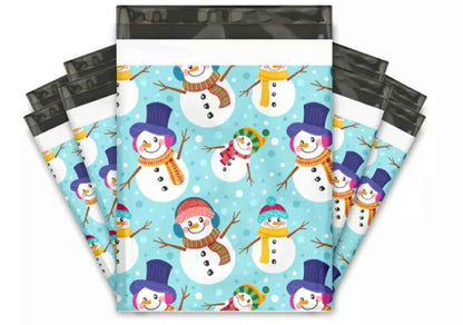 Blue Snowman Poly Mailers Size 10x13 Christmas Shipping Bags