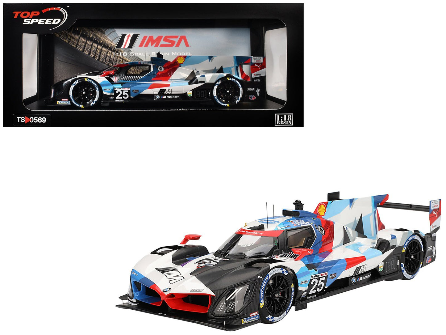 BMW M Hybrid V8 GTP #25 Connor De Phillippi - Maxime Martin - Rene Rast - Nick Yelloly "BMW M Team RLL" "24 Hours of Daytona" (2024) 1/18 Model Car by Top Speed  free shipping USA