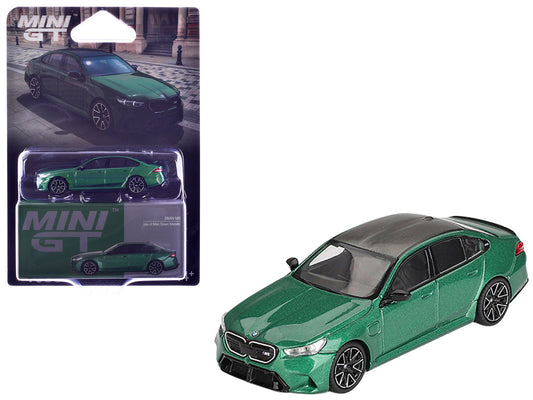 BMW M5 Isle of Man Green Metallic with Carbon Top Limited Edition 1/64 Diecast Model Car by Mini GT  free shipping USA