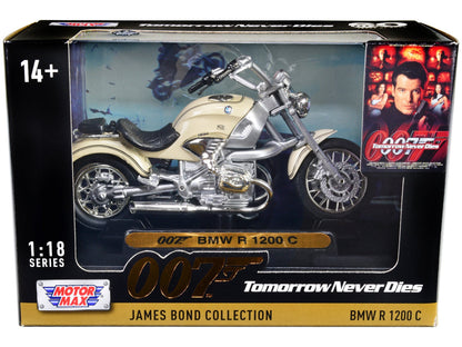 BMW R 1200 C Motorcycle Cream James Bond 007 "Tomorrow Never Dies" (1997) Movie "James Bond Collection" Series 1/18 Diecast Model Car by Motormax  free shipping USA