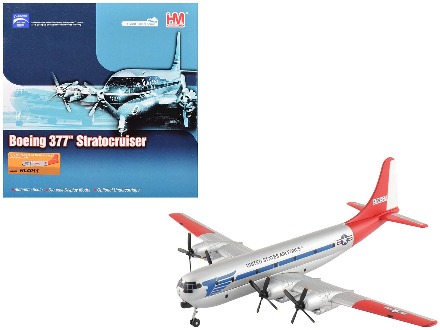 Boeing 377 C-97G Stratofreighter Transport Aircraft "45-59595 Angel of Deliverance" United States Air Force "Airliner Series" 1/200 Diecast Model by Hobby Master  free shipping USA