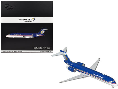 Boeing 717-200 Commercial Aircraft "Midwest Airlines" (N920ME) Blue and White "Gemini 200" Series 1/200 Diecast Model Airplane by GeminiJets  free shipping USA