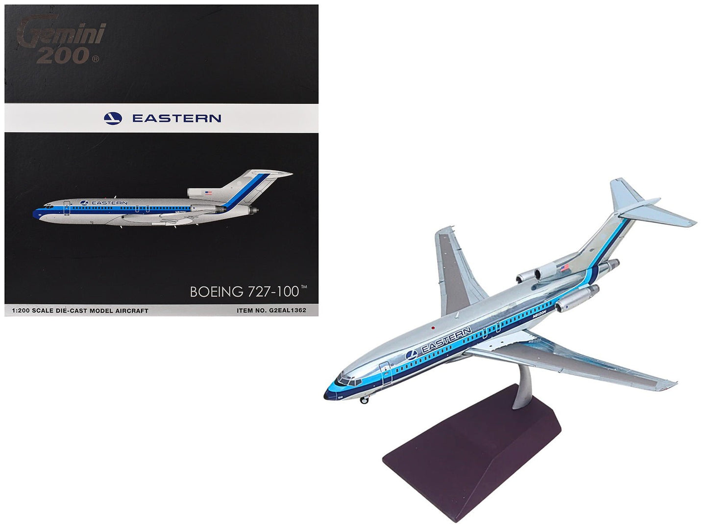 Boeing 727-100 Commercial Aircraft "Eastern Air Lines" (N8120N) Silver with Blue Stripes "Gemini 200" Series 1/200 Diecast Model Airplane by GeminiJets  free shipping USA