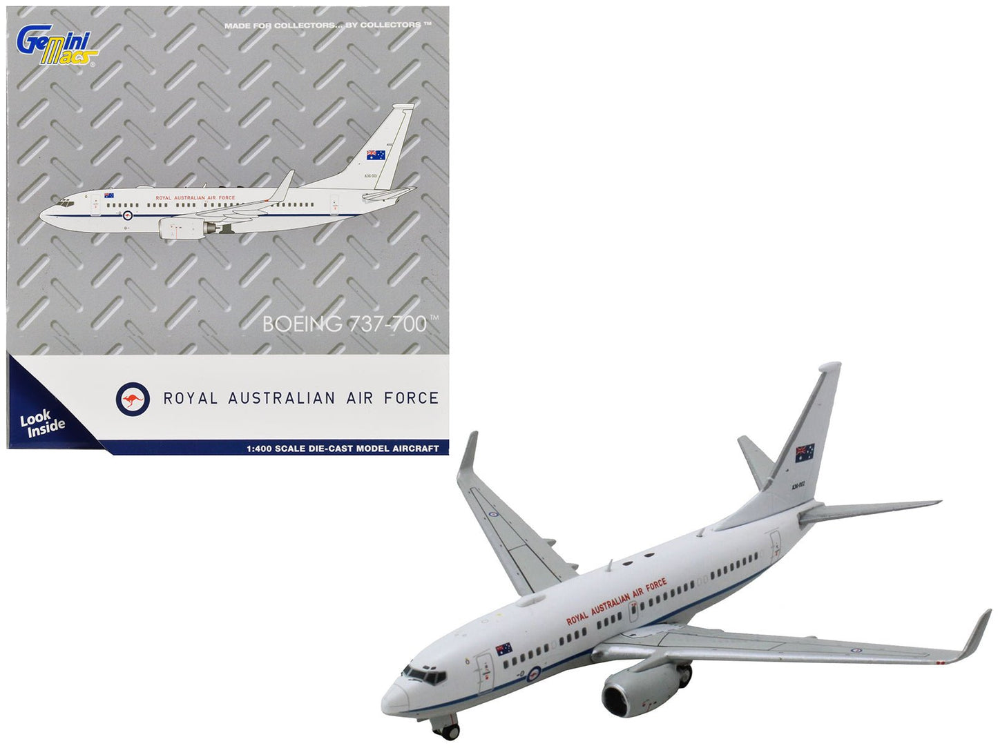 Boeing 737-700 Aircraft "Royal Australian Air Force" (A36-002) White with Blue Stripes "Gemini Macs" Series 1/400 Diecast Model Airplane by GeminiJets  free shipping USA
