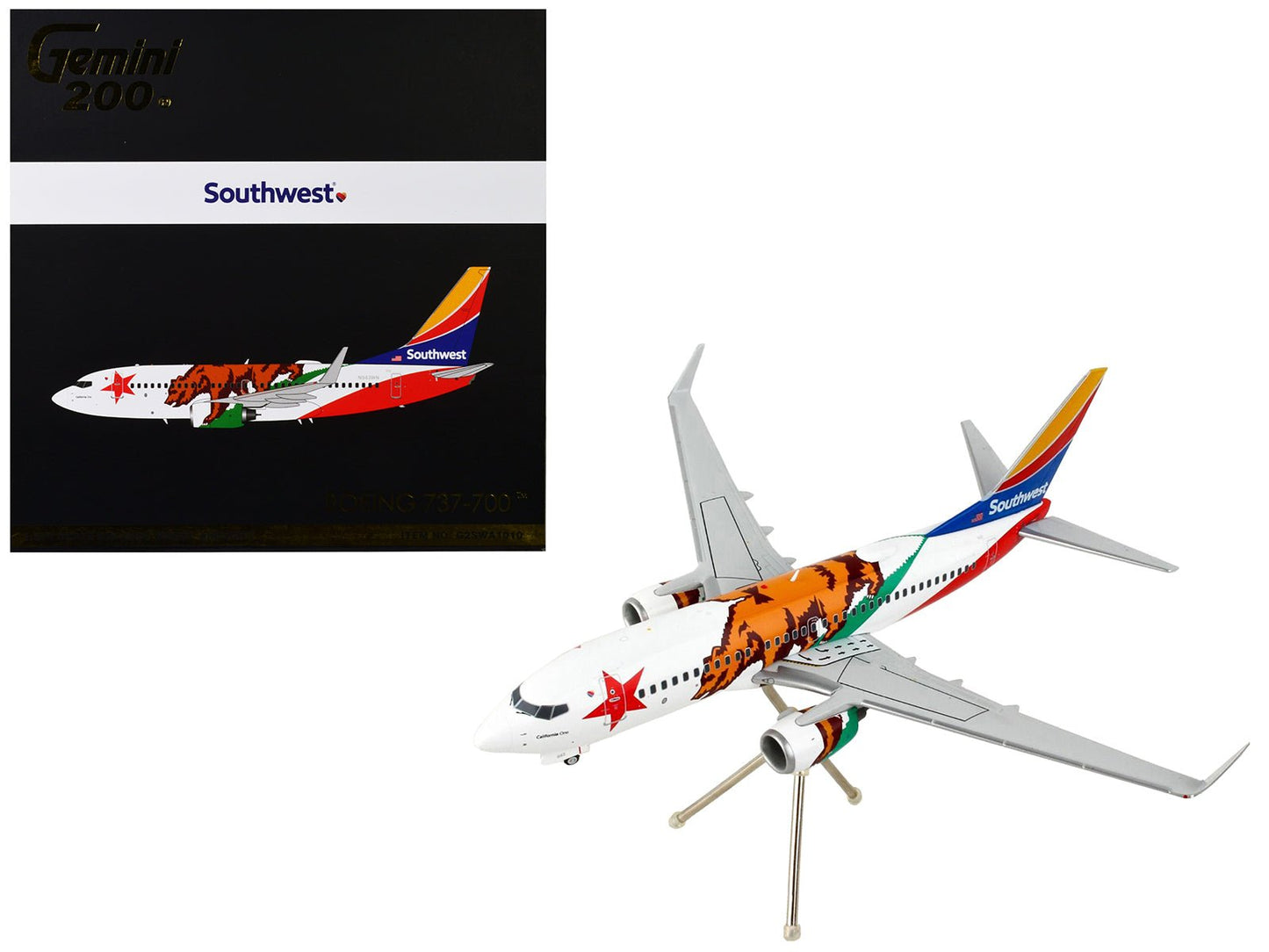 Boeing 737-700 Commercial Aircraft "Southwest Airlines - California One" California Flag Livery "Gemini 200" Series 1/200 Diecast Model Airplane by GeminiJets  free shipping USA
