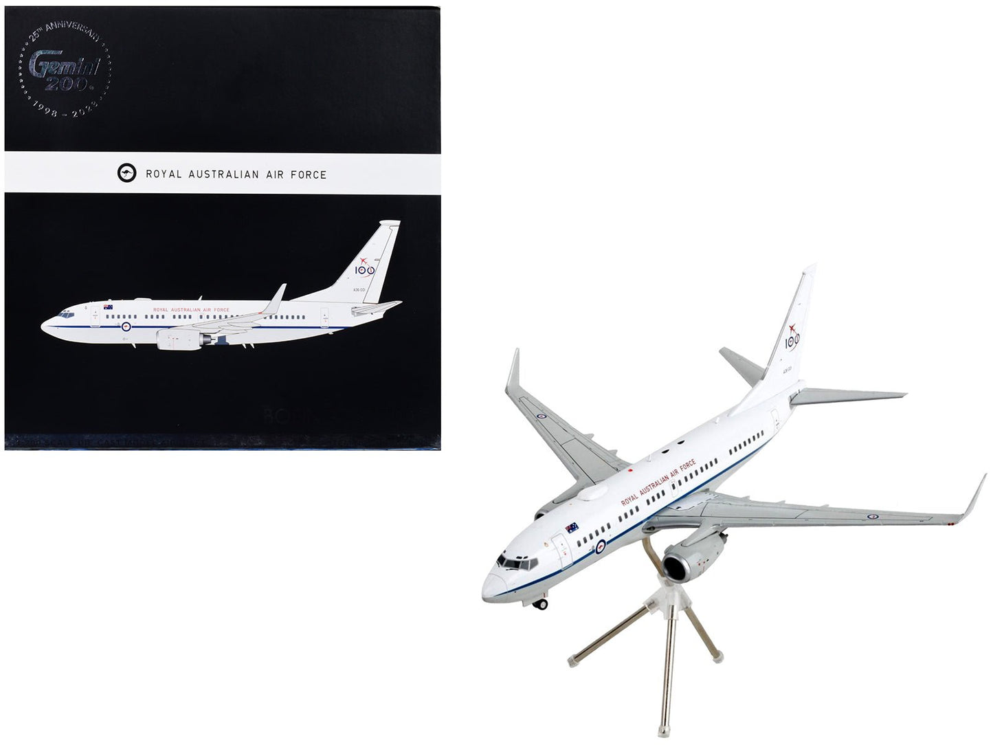 Boeing 737-700 Transport Aircraft "Royal Australian Air Force 100th Anniversary - A36-001" White and Gray "Gemini 200" Series 1/200 Diecast Model Airplane by GeminiJets  free shipping USA