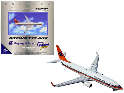 Boeing 737-800 Commercial Aircraft "Hapag-Lloyd" White with Orange and Blue Stripes 1/400 Diecast Model Airplane by GeminiJets  free shipping USA