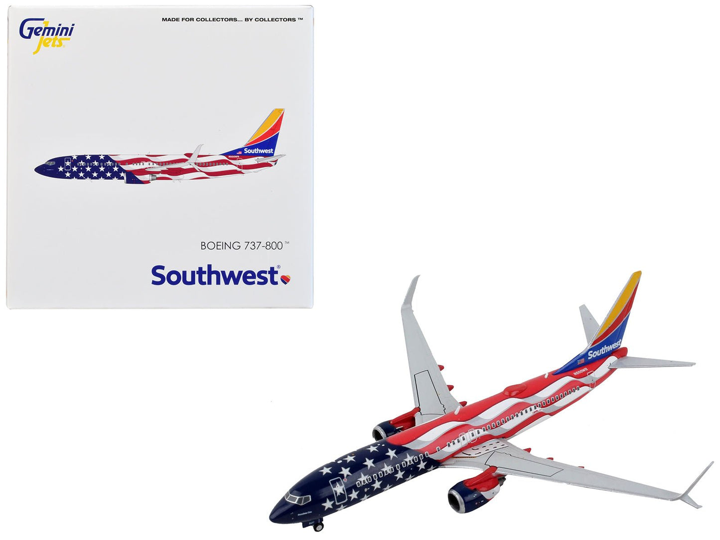 Boeing 737-800 Commercial Aircraft "Southwest Airlines - Freedom One" United States Flag Livery 1/400 Diecast Model Airplane by GeminiJets  free shipping USA