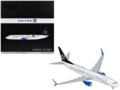Boeing 737-800 Commercial Aircraft "United Airlines Star Alliance" (N76516) White with Black Tail "Gemini 200" Series 1/200 Diecast Model Airplane by GeminiJets  free shipping USA