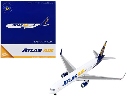 Boeing 767-300ER Commercial Aircraft "Atlas Air" White and Blue 1/400 Diecast Model Airplane by GeminiJets  free shipping USA