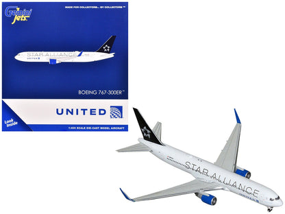 Boeing 767-300ER Commercial Aircraft "United Airlines Star Alliance" (N76516) White with Black Tail 1/400 Diecast Model Airplane by GeminiJets  free shipping USA