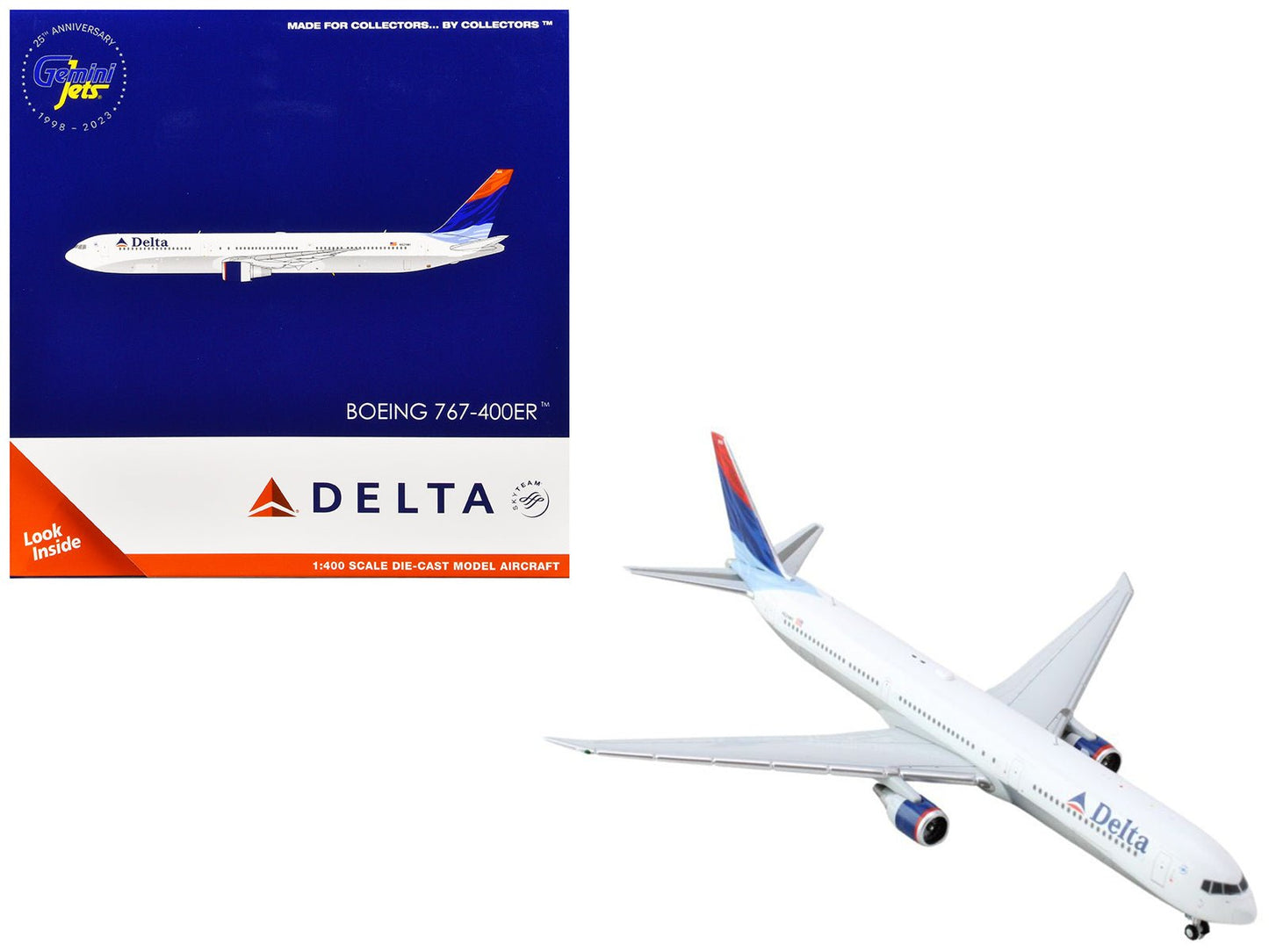 Boeing 767-400ER Commercial Aircraft "Delta Air Lines" (N829MH) White with Red and Blue Tail 1/400 Diecast Model Airplane by GeminiJets  free shipping USA