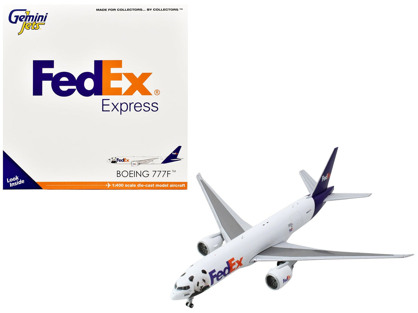 Boeing 777F Commercial Aircraft "Federal Express (FedEx) - Panda Express" (N886FD) White with Purple Tail 1/400 Diecast Model Airplane by GeminiJets  free shipping USA