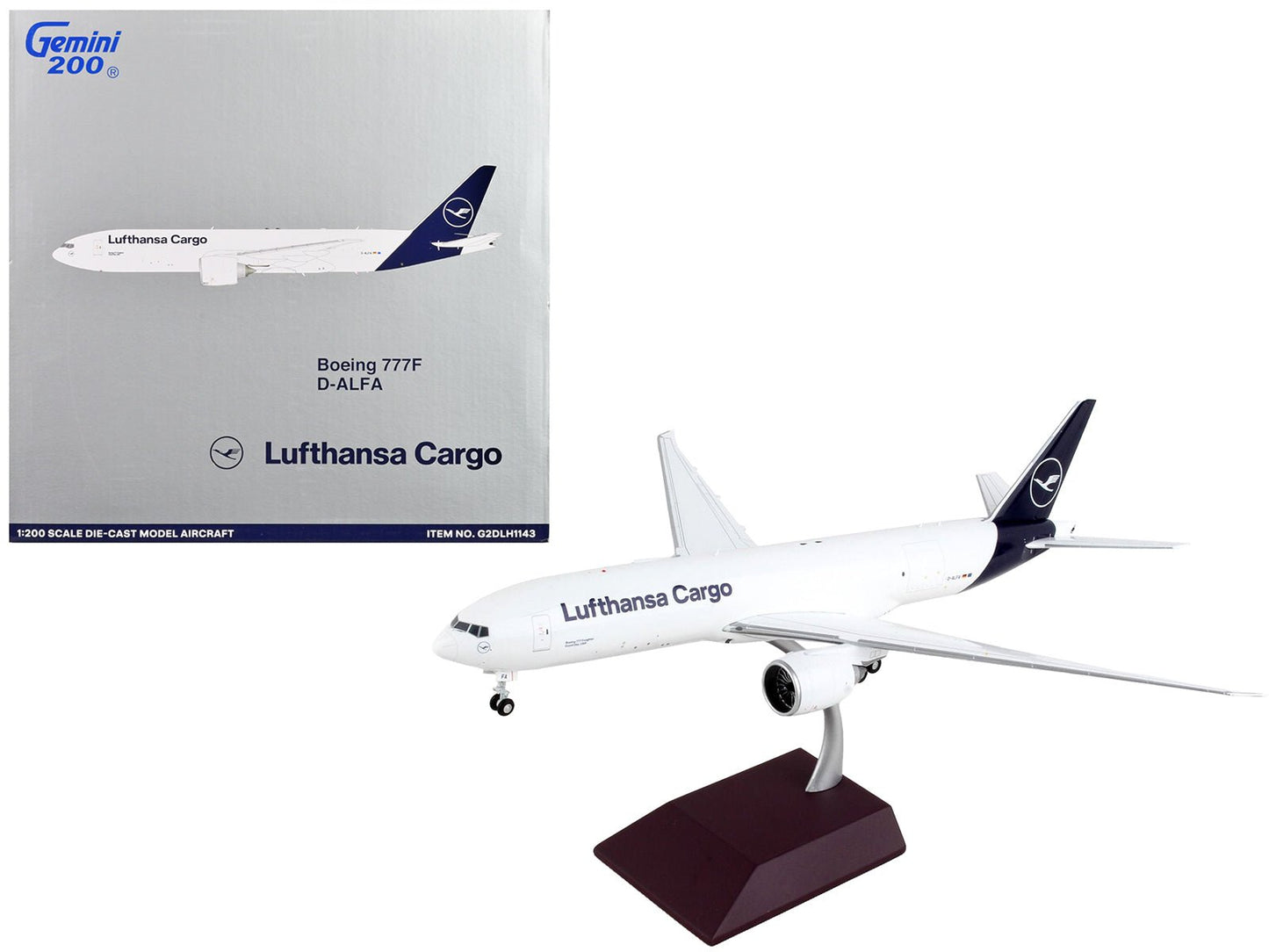 Boeing 777F Commercial Aircraft "Lufthansa Cargo" White with Blue Tail "Gemini 200" Series 1/200 Diecast Model Airplane by GeminiJets  free shipping USA