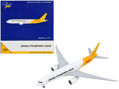 Boeing 777F Commercial Aircraft "Southern Air - DHL" White and Yellow 1/400 Diecast Model Airplane by GeminiJets  free shipping USA