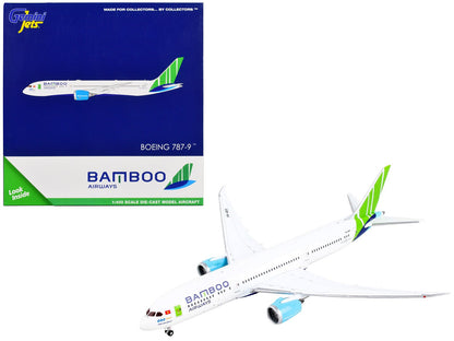 Boeing 787-9 Commercial Aircraft "Bamboo Airways" White with Green Tail 1/400 Diecast Model Airplane by GeminiJets  free shipping USA