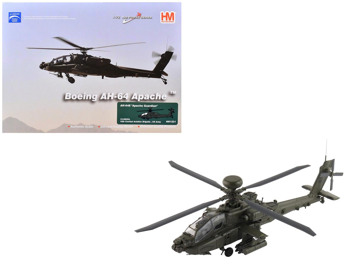 Boeing AH-64E Apache Guardian Attack Helicopter "12-09025 16th Combat Aviation Brigade" United States Army "Air Power Series" 1/72 Diecast Model by Hobby Master  free shipping USA