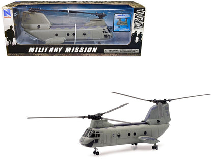 Boeing CH-46 Sea Knight Helicopter Olive Drab "United States Marines" "Military Mission" Series 1/55 Diecast Model by New Ray  free shipping USA