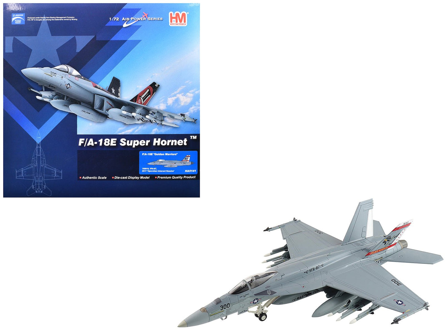 Boeing F/A-18E Super Hornet Fighter Aircraft "168910 Golden Warriors VFA-87 Operation Inherent Resolve" (2017) United States Navy "Air Power Series" 1/72 Diecast Model by Hobby Master  free shipping USA